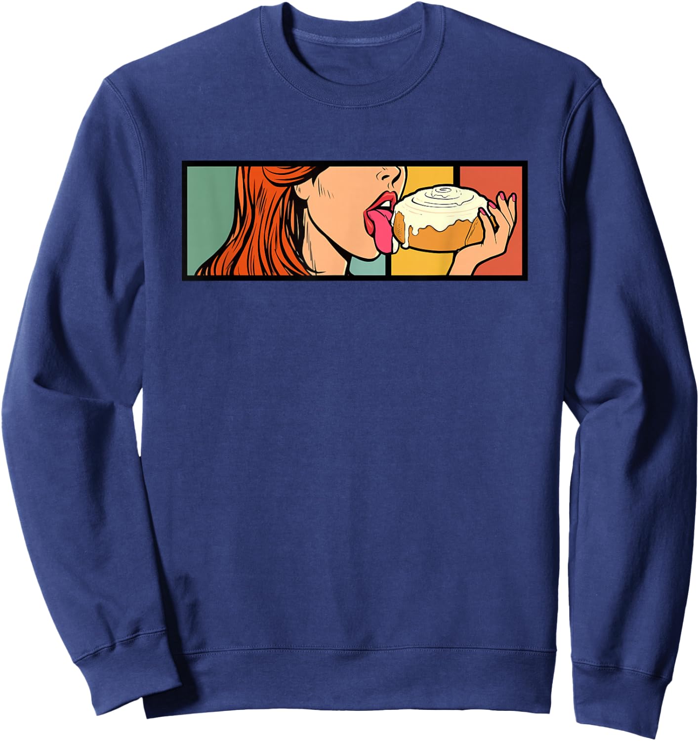 Cinnamon Roll Honey Bun Retro Vintage Bread Baker Baking Sweatshirt - Sweatshirt | Navy