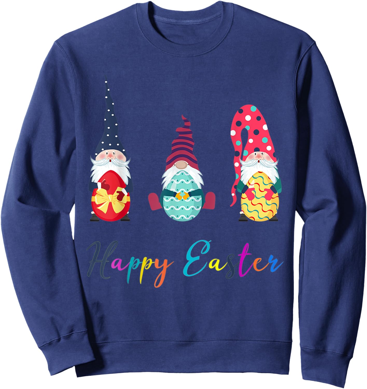 Bunny Egg Spring Girls Cute Gnome Easter Day Sweatshirt - Sweatshirt | Navy