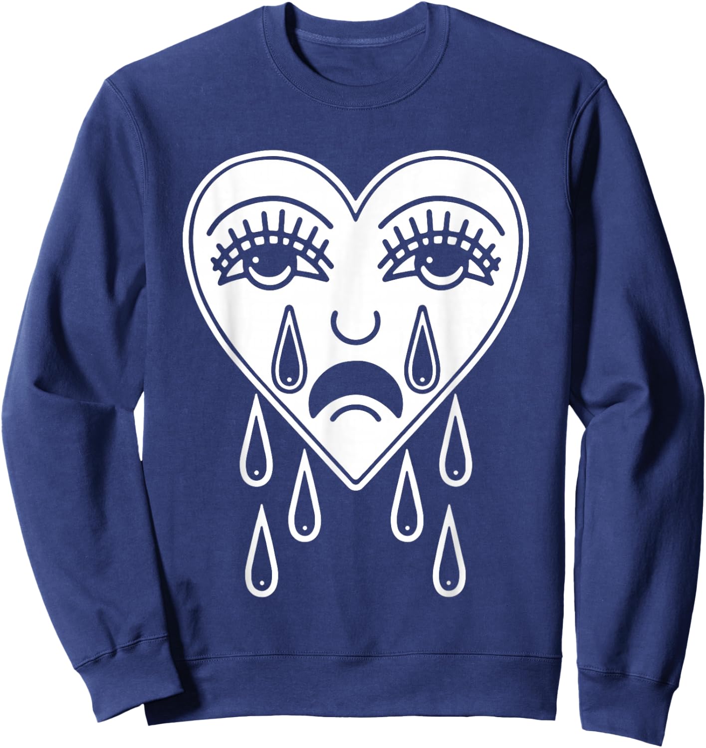 Crying Heart American Traditional Tattoo Old School Flash Sweatshirt - Sweatshirt | Navy