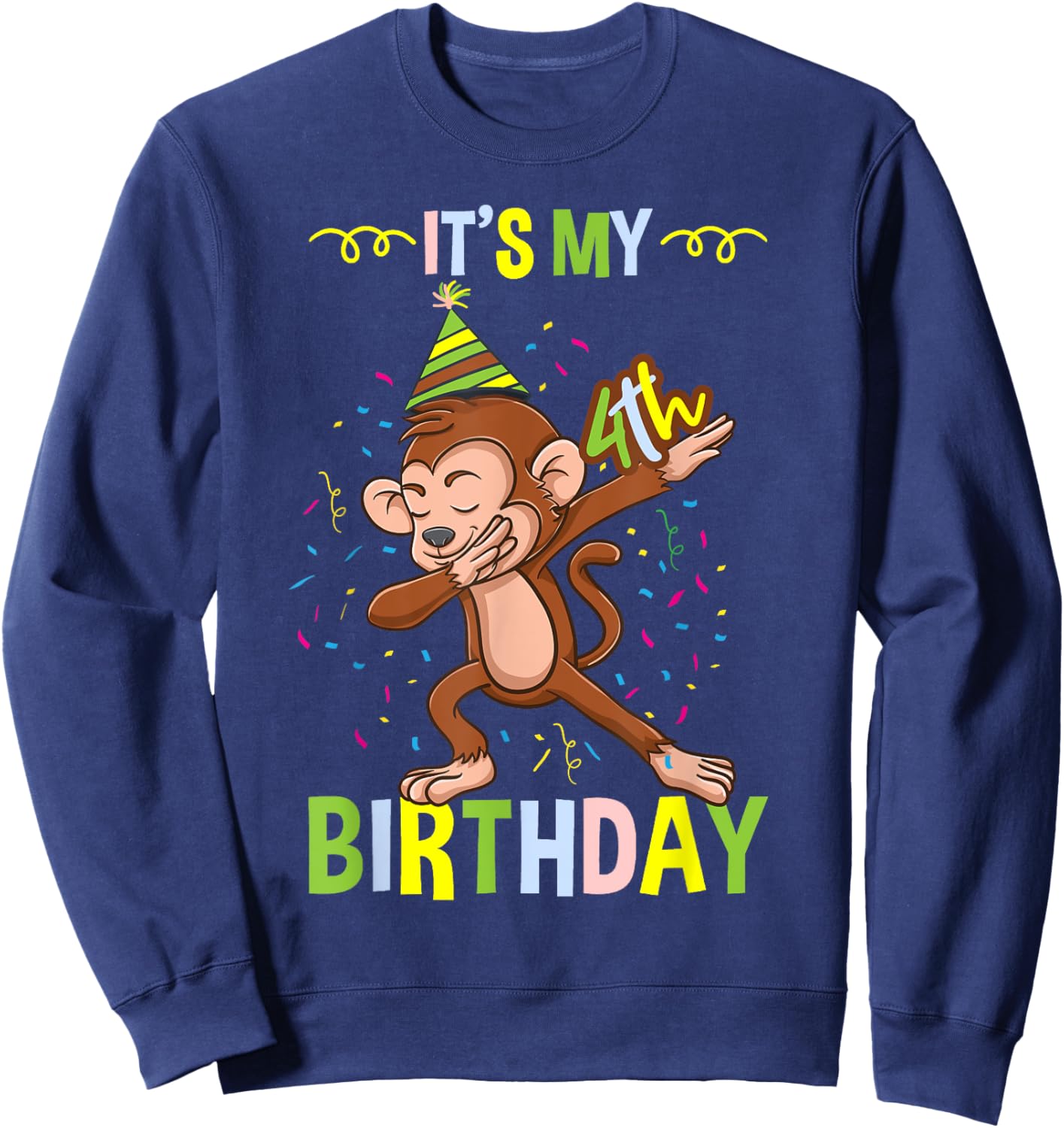 Its My 4th Birthday Monkey Sweatshirt - Sweatshirt | Navy