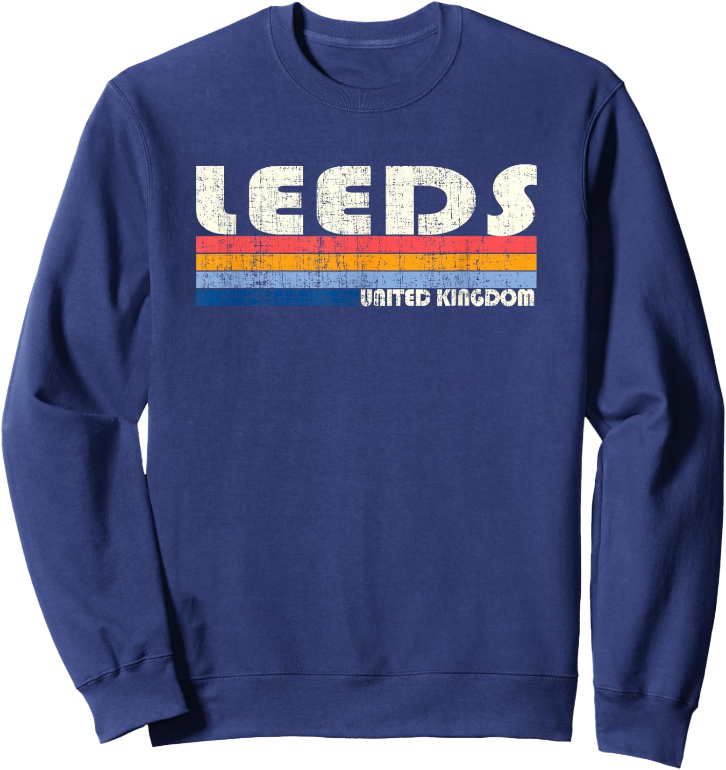Retro Vintage 70s 80s Style Leeds, United Kingdom Sweatshirt - Sweatshirt | Navy