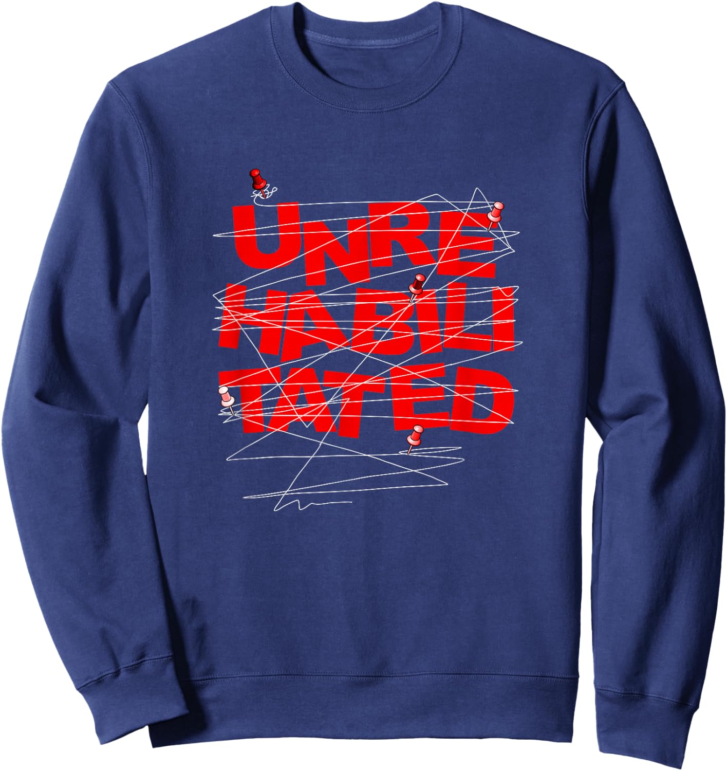 Red Color Unrehabilitated Red Graphic Sweatshirt - Sweatshirt | Navy