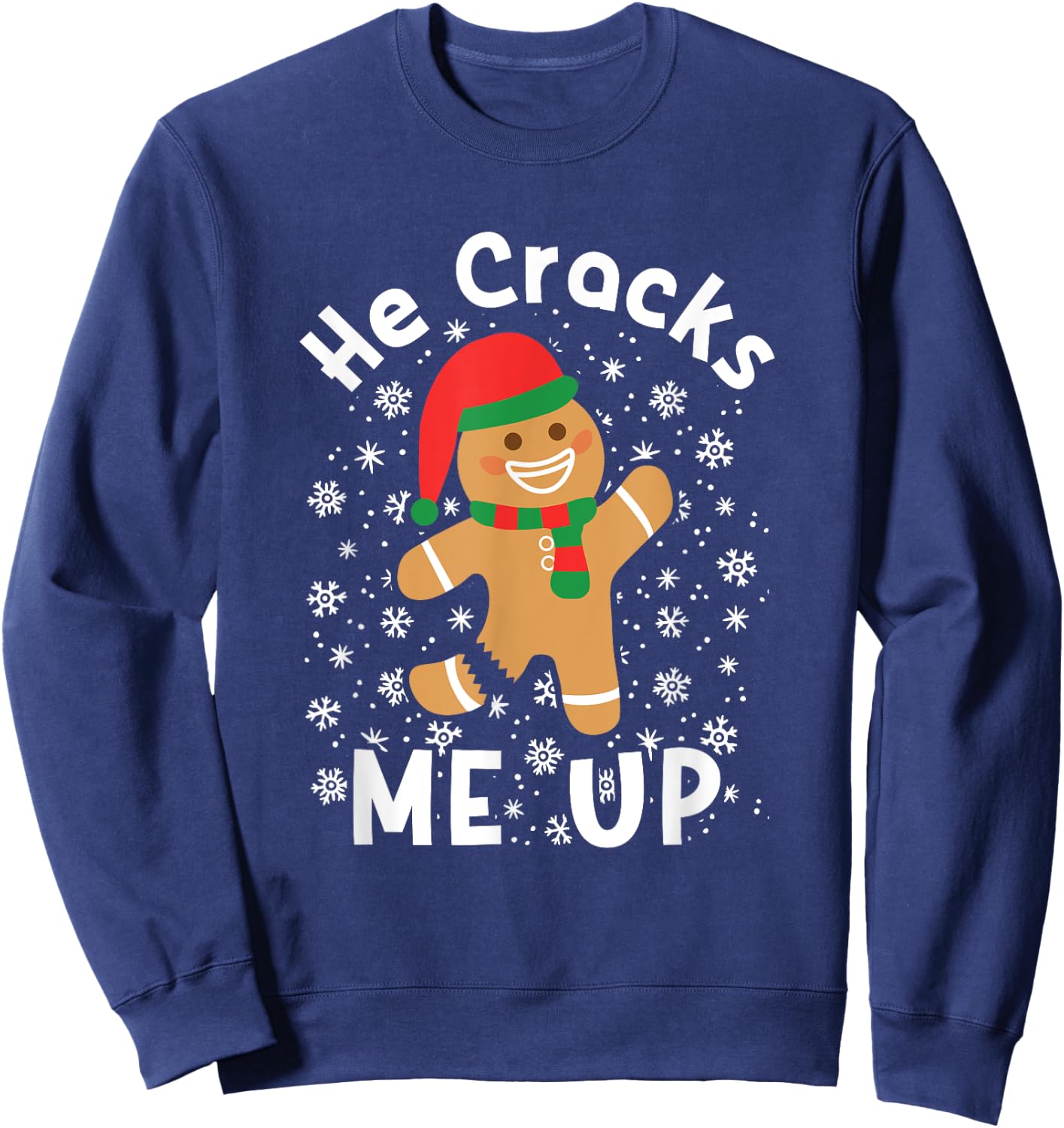 Gingerbread Man Woman Couples Christmas Holiday Matching Sweatshirt - Sweatshirt | Navy