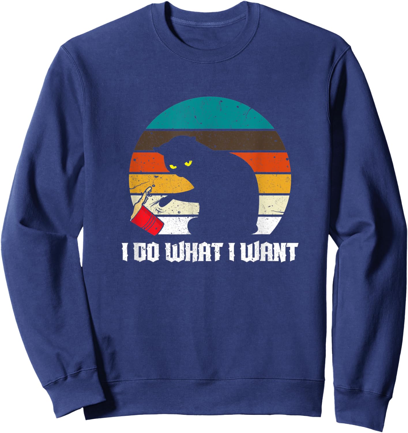 I Do What I Want Black Owner Cat Vintage Pet design design Women Sweatshirt - Sweatshirt | Navy