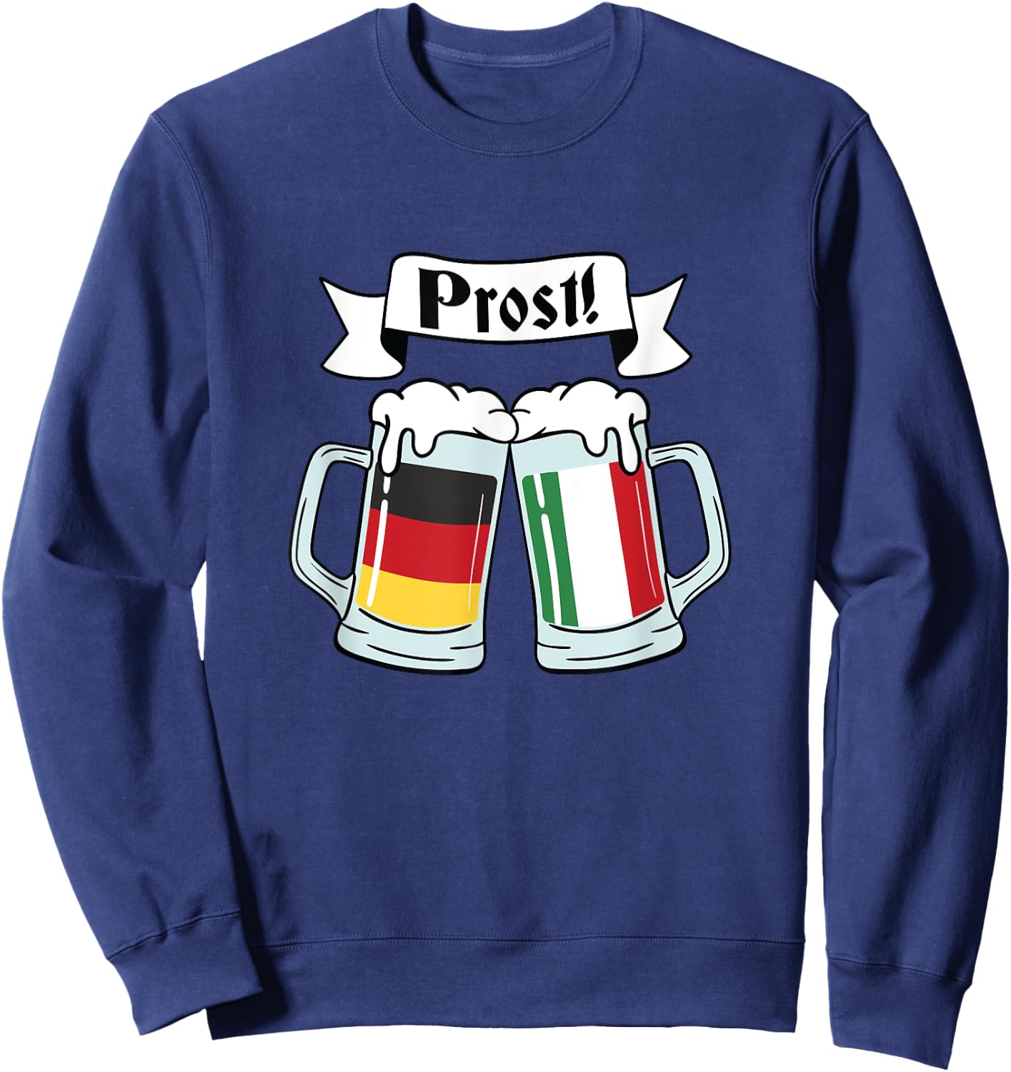 Funny Beer, Prost - Italy Germany Flag Sweatshirt - Sweatshirt | Navy