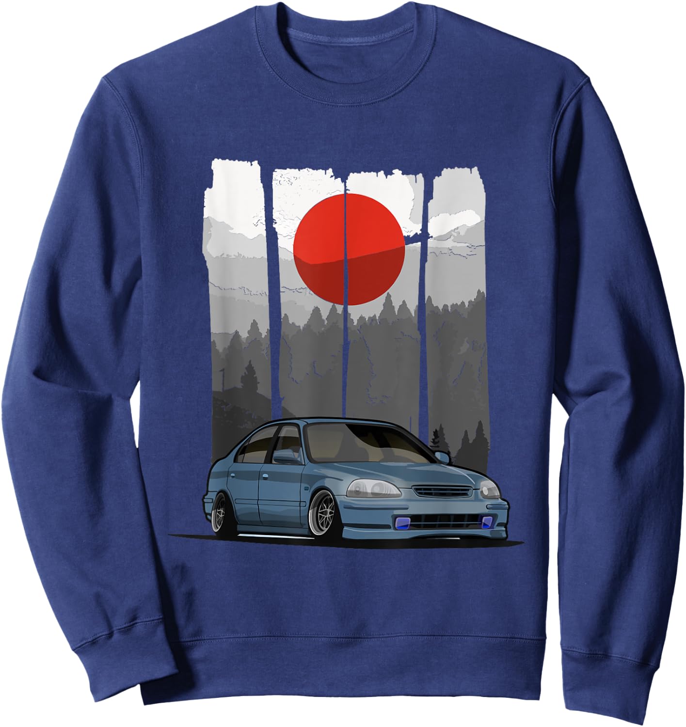 JDM EG6 Type R Car Tuning Japan Rising Sun Sweatshirt - Sweatshirt | Navy