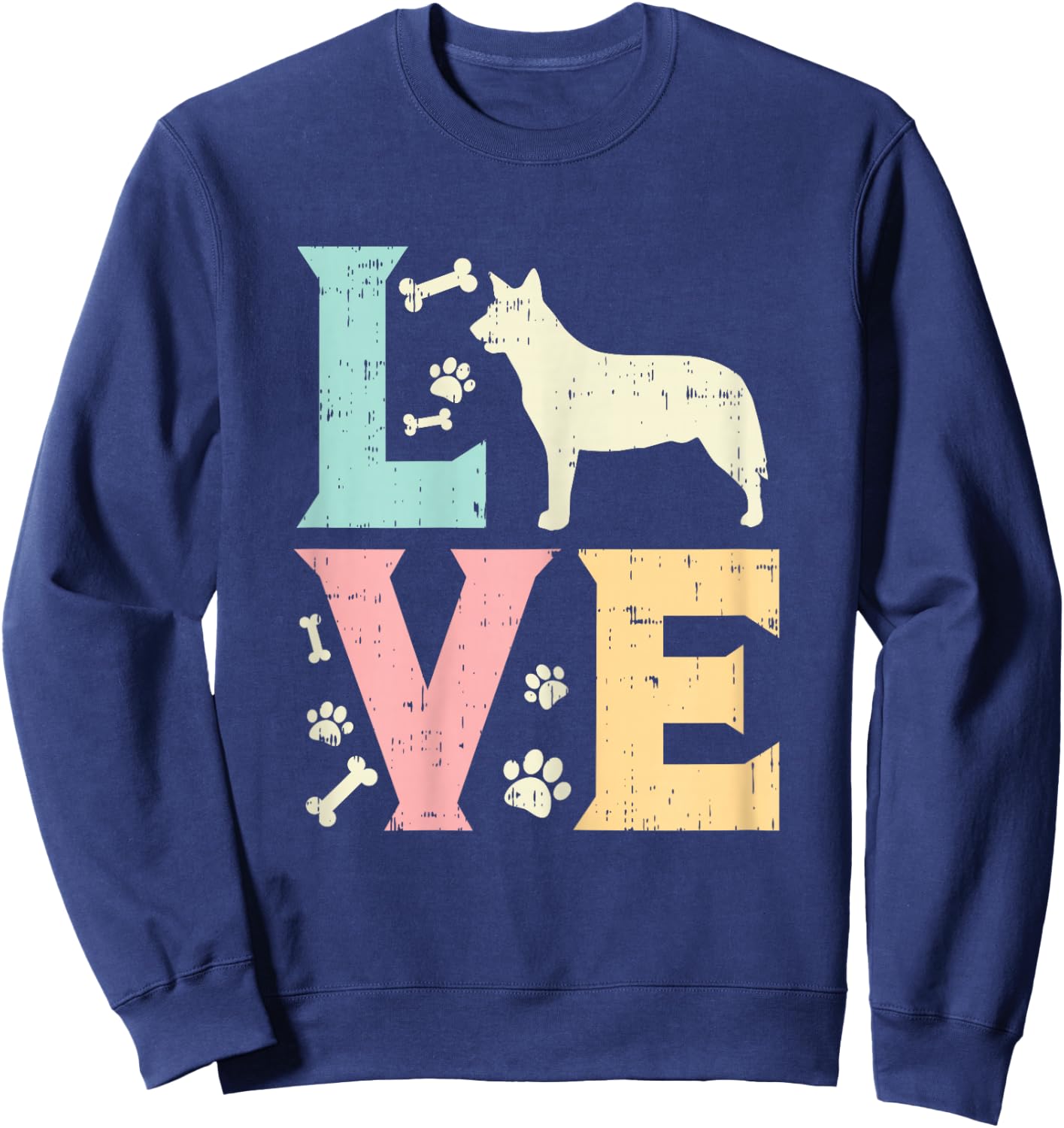 Love Heeler Animal Pet Blue Red Cattle Dog Girls Women Gift Sweatshirt - Sweatshirt | Navy