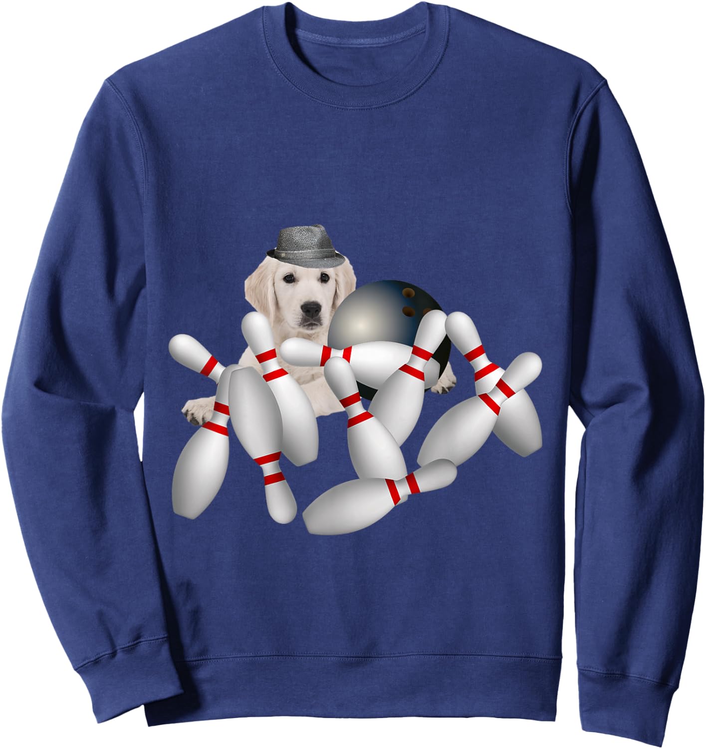 Golden Retriever Dog Dogs Pin Bowling, Funny Cute Sweatshirt - Sweatshirt | Navy