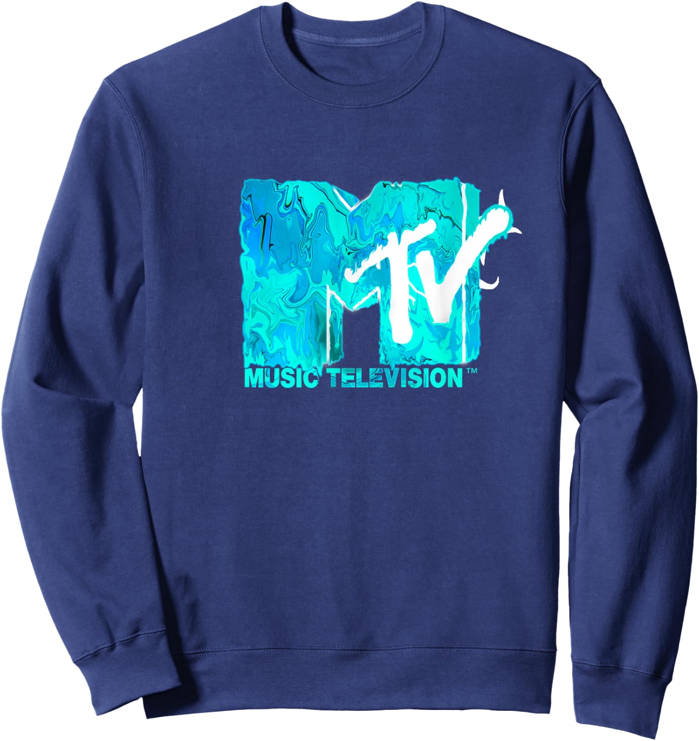 Mademark x MTV - The official MTV Logo in green blue liquid flow style Sweatshirt - Sweatshirt | Navy