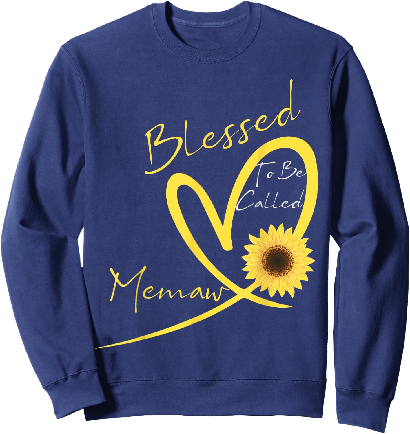 Blessed to Be Called Memaw Sunflower Heart Sweatshirt - Sweatshirt | Navy