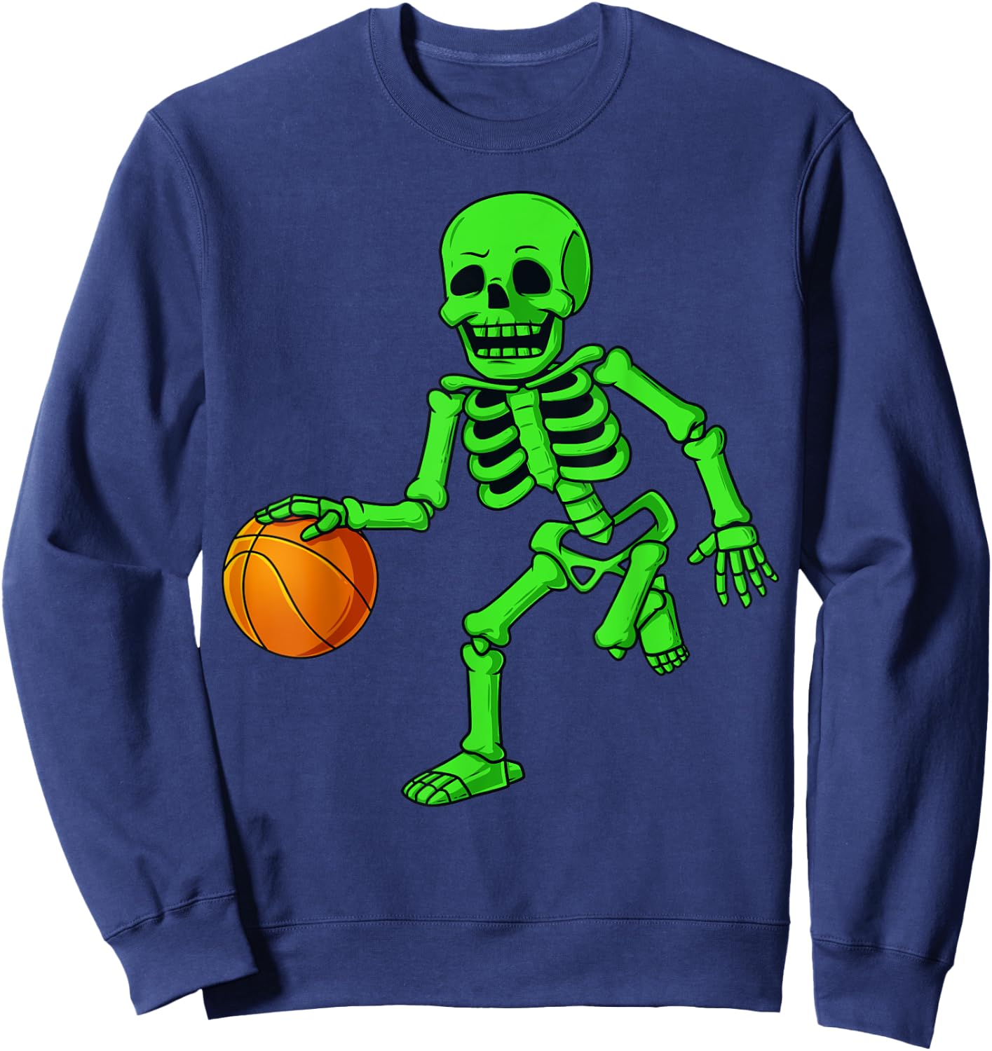 Halloween Skeleton Dribbling Basketball Boys Girls Kids Sweatshirt - Sweatshirt | Navy