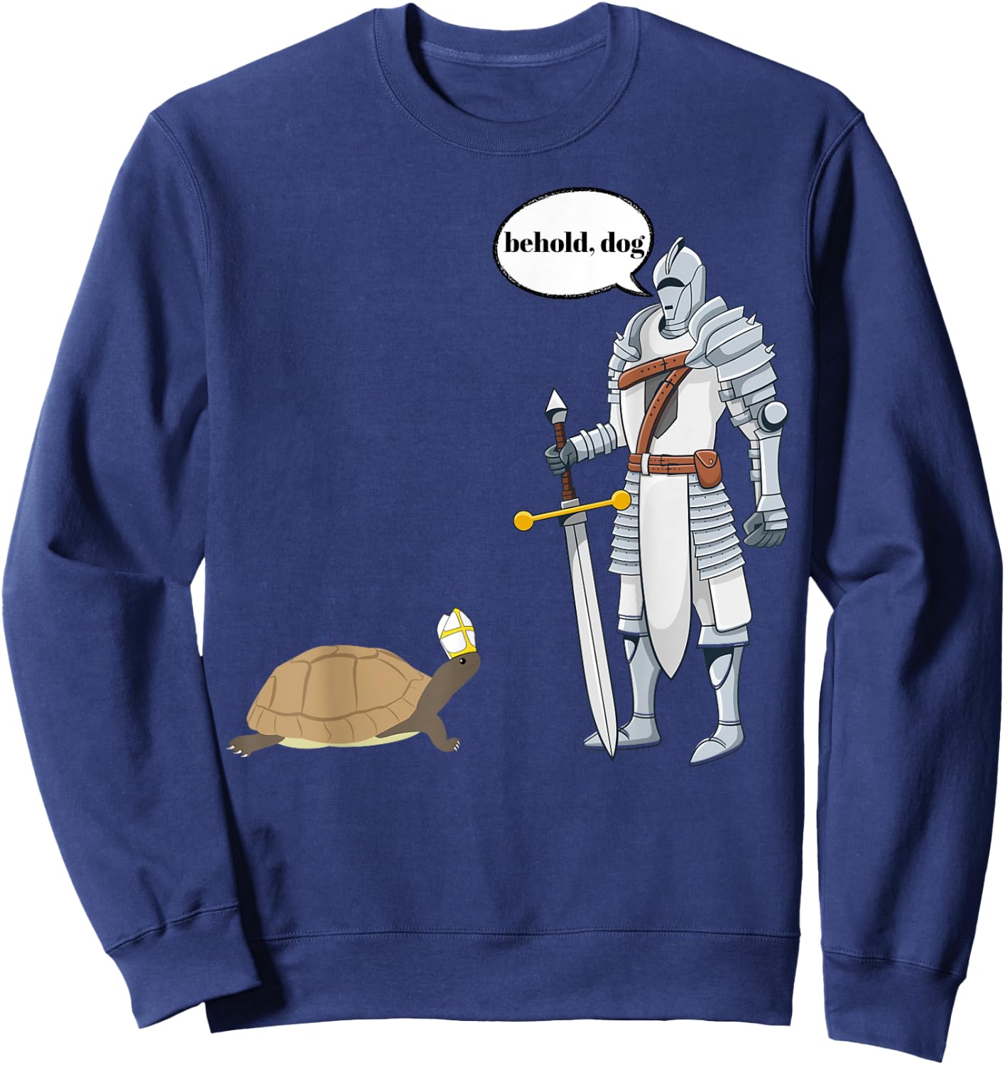 Behold Dog Funny Turtle Wearing A Priest Hat Hilarious Gamer Sweatshirt - Sweatshirt | Navy