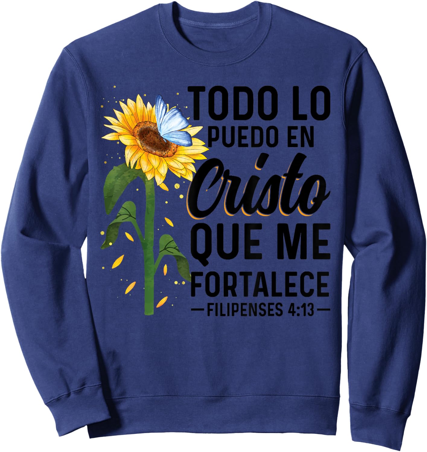 Camisetas Cristianas En Espanol Frase Biblia Filipenses 14 3 Sweatshirt - Sweatshirt | Navy