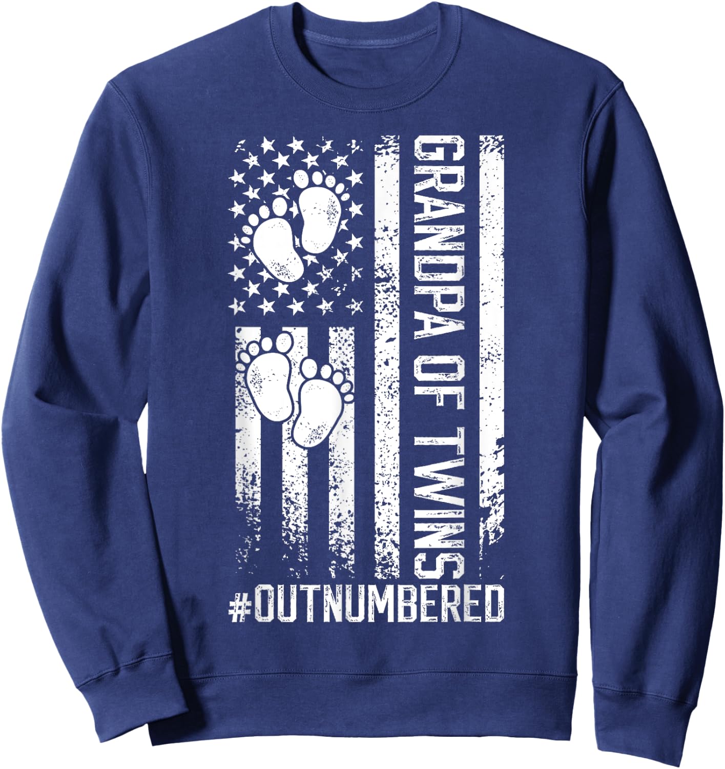Twin Grandpa Of Twins Outnumbered Twin Grandfather Sweatshirt - Sweatshirt | Navy