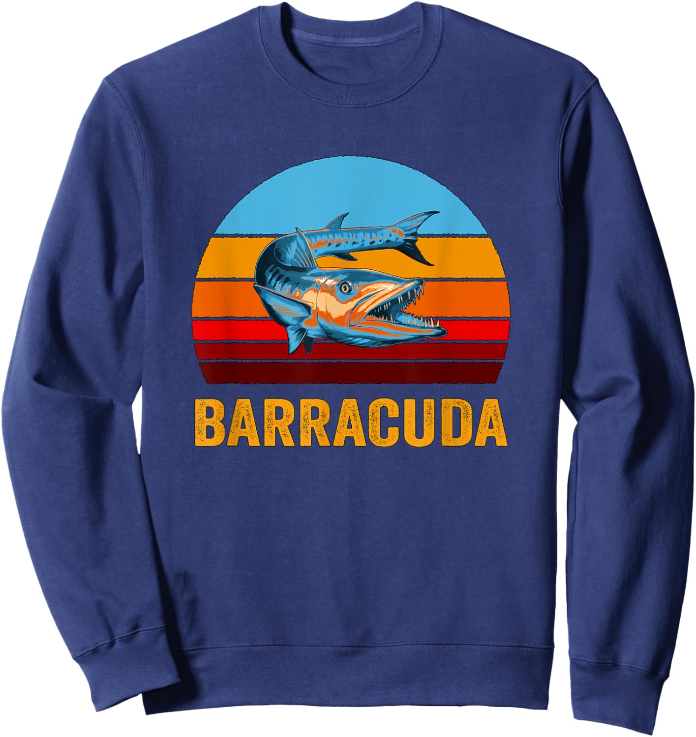 Retro Vintage Style Sunset Barracuda Sweatshirt - Sweatshirt | Navy