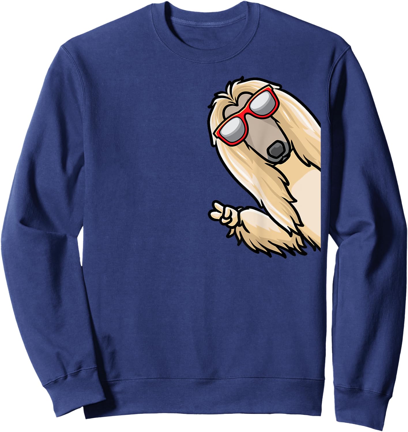 Afghan Hound From Side With Sunglasses Sweatshirt - Sweatshirt | Navy