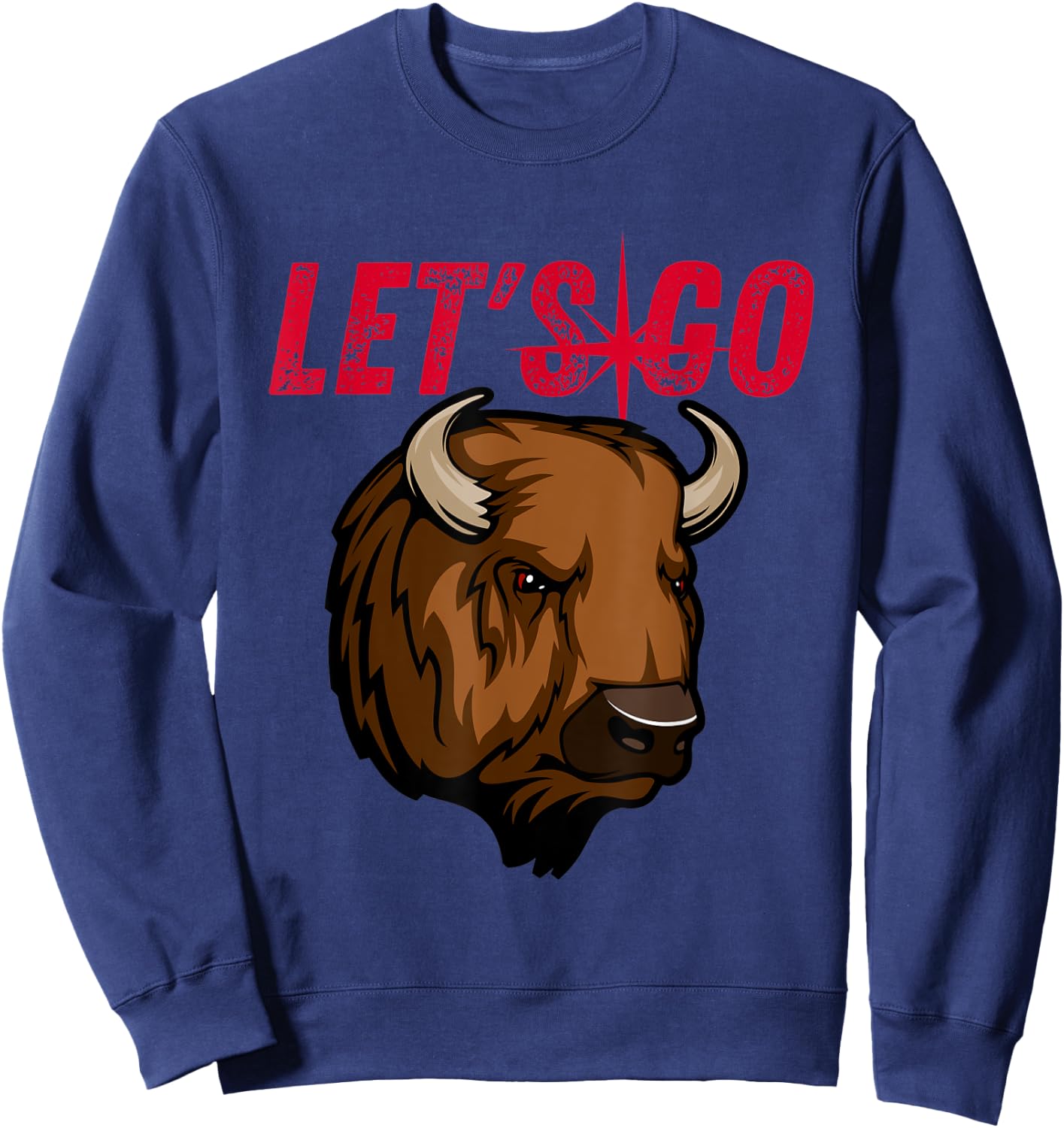 Let's Go Buffalo New York WNY BFLO Vintage Football Sweatshirt - Sweatshirt | Navy