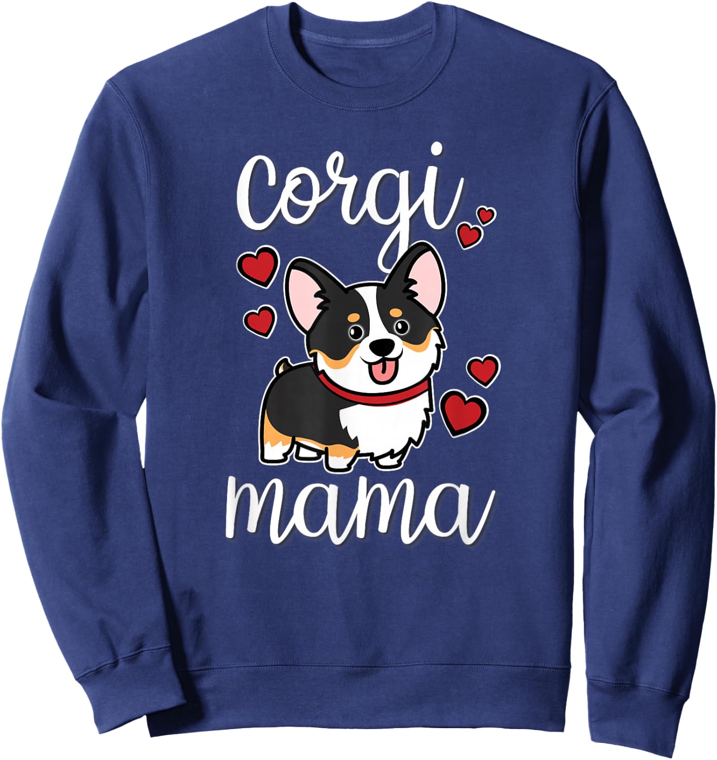 Funny Kawaii Mama Mom Black Tricolor Corgi Lover Sweatshirt - Sweatshirt | Navy