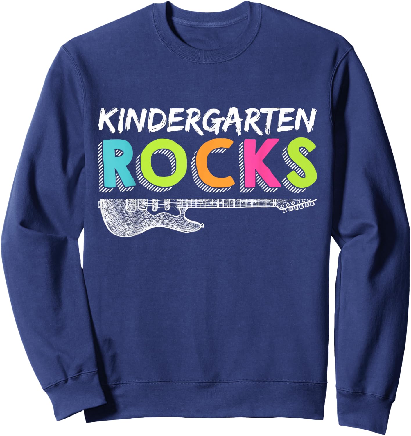 Kindergarten Rocks With Guitar Back To School Teacher Sweatshirt - Sweatshirt | Navy