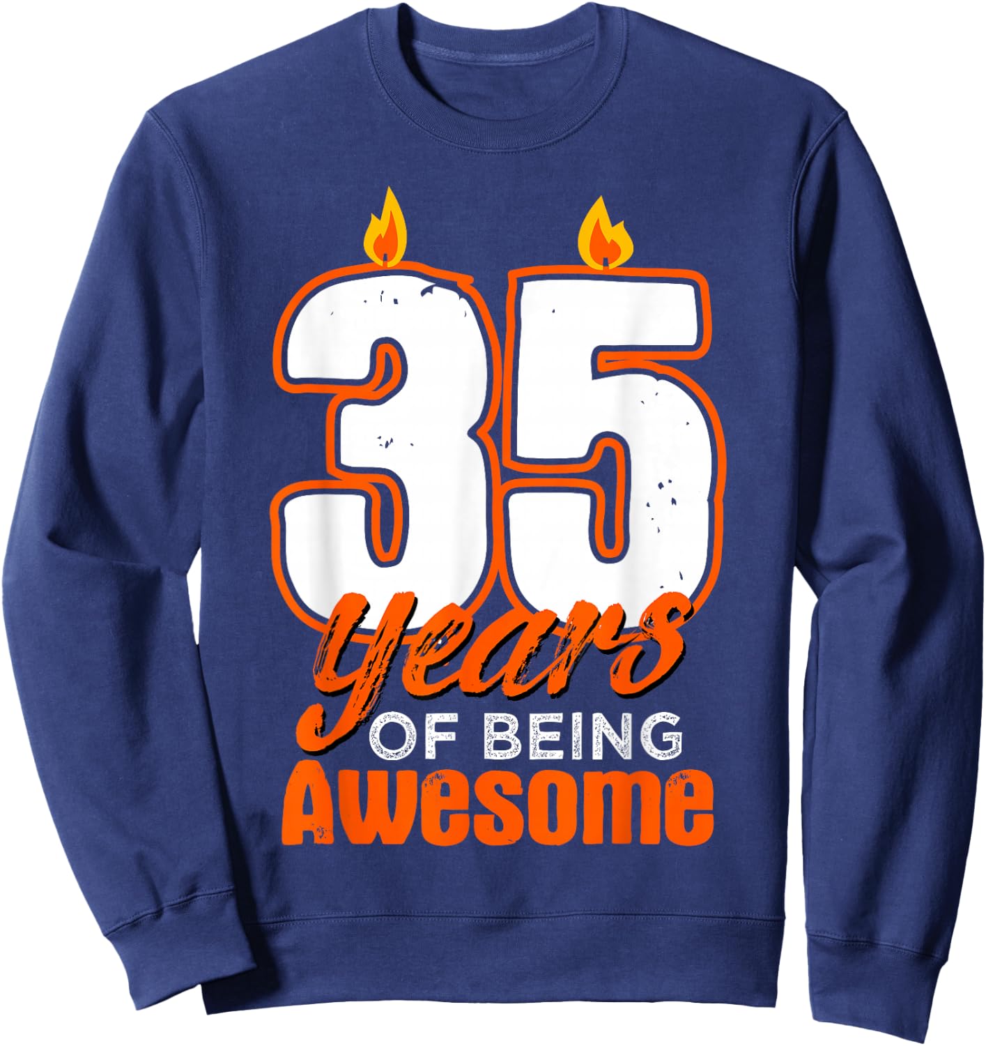 Candle 35 Birthday Party Wishes Cake Decoration Candlelight Sweatshirt - Sweatshirt | Navy