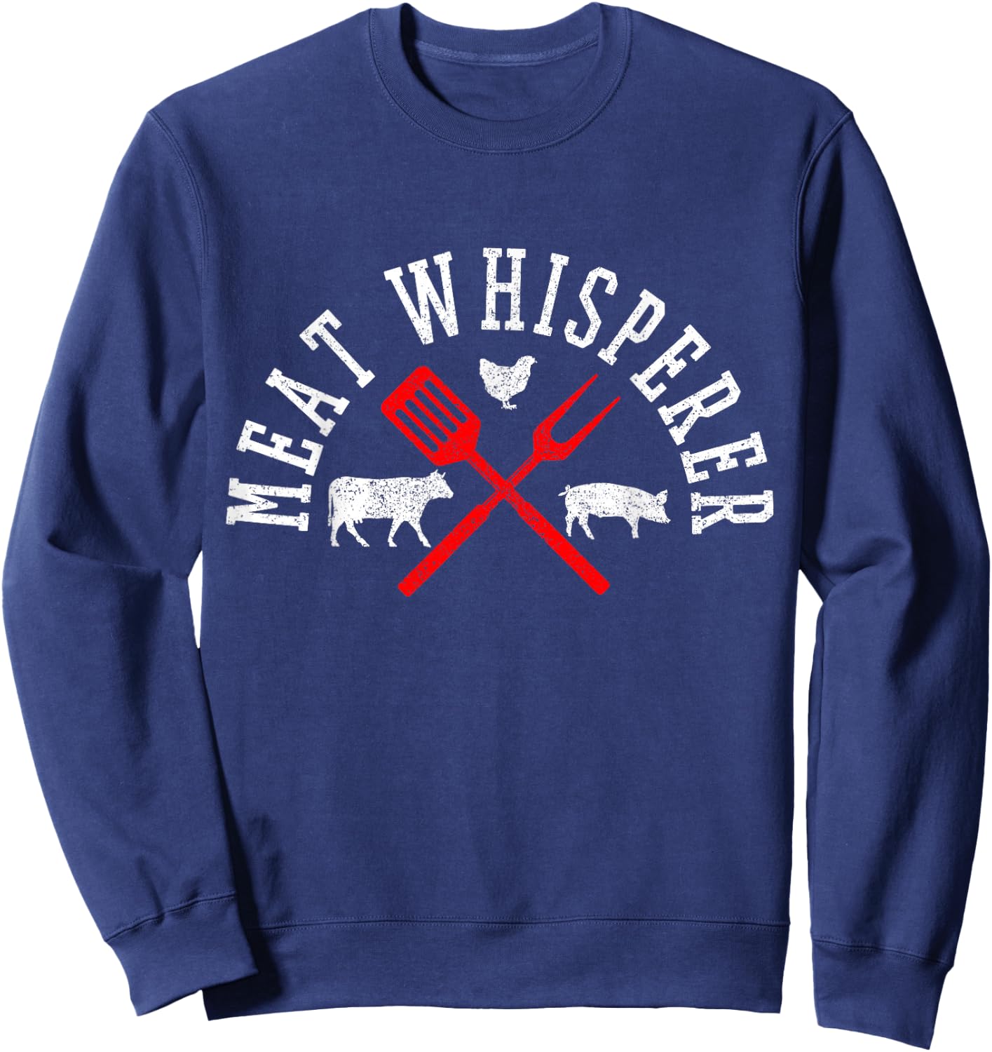 Funny BBQ Shirts Co. Meat Whisperer Black Modern Letter Print - Small Sweatshirt - Sweatshirt | Navy