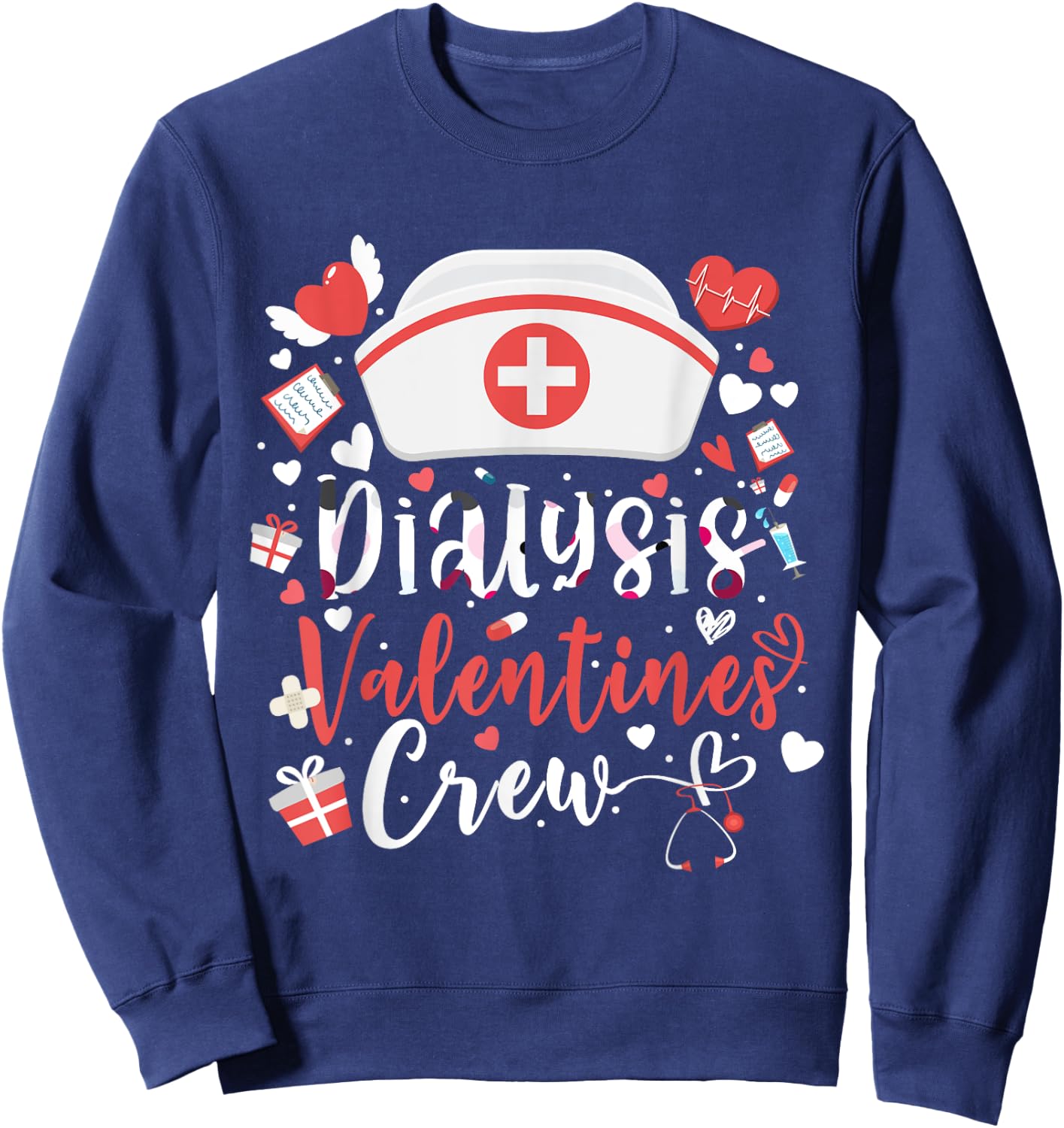 Dialysis Valentines Day Nurse Crew Family Group Nursing Sweatshirt - Sweatshirt | Navy