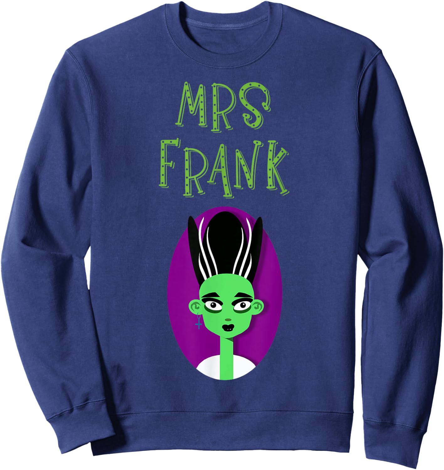 Halloween Bride of Frankenstein Matching Easy Couple Sweatshirt - Sweatshirt | Navy