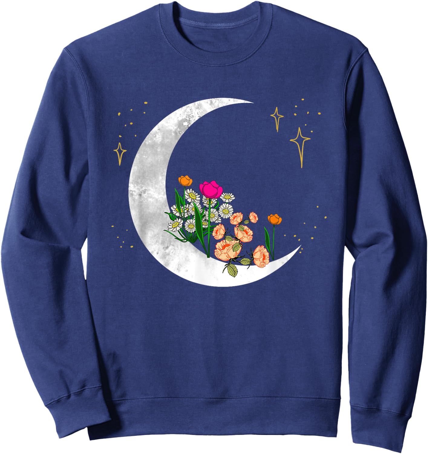 Crescent Moon Flowers Lunar Garden Space Girls Women Gift Sweatshirt - Sweatshirt | Navy