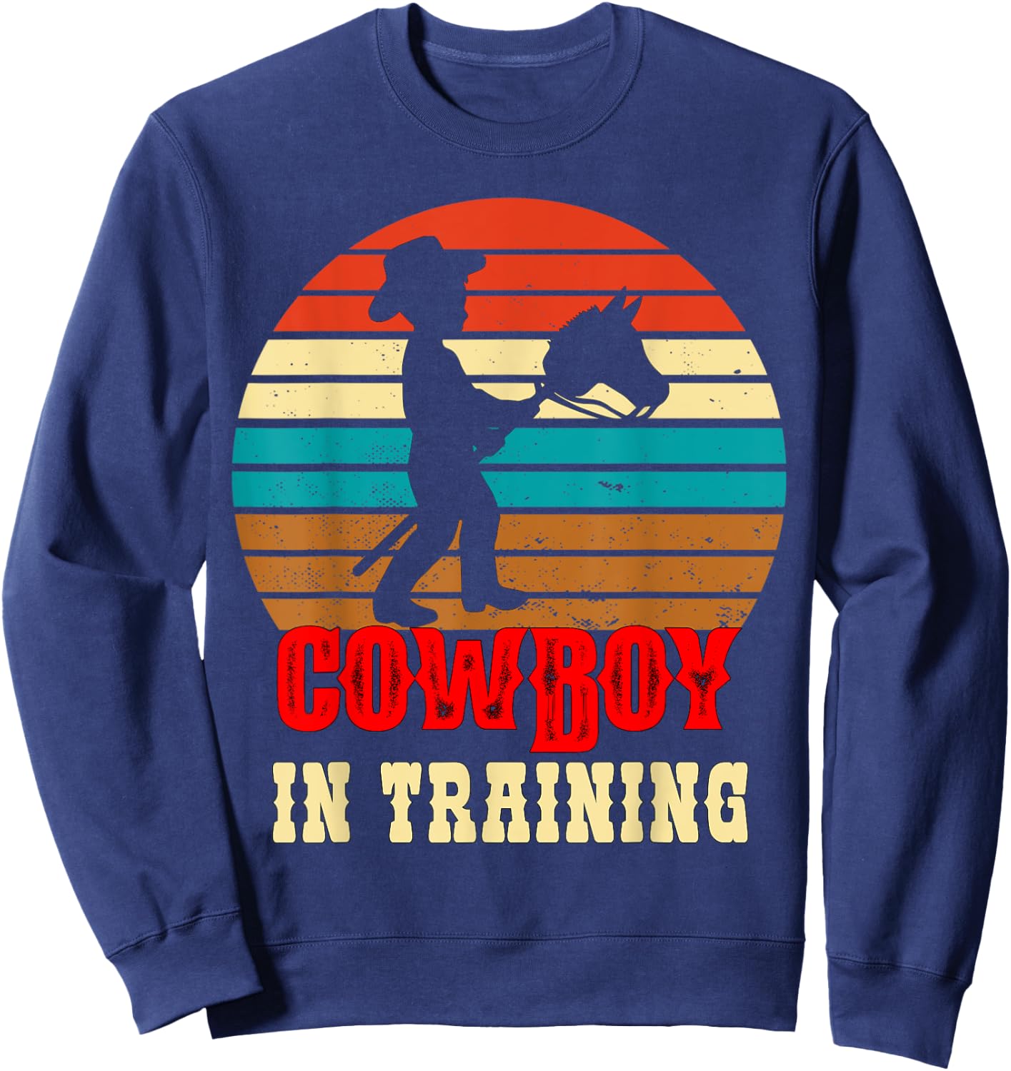 Kids Cowboy in Training Cute Future Rodeo Boy Wooden Horse Sweatshirt - Sweatshirt | Navy