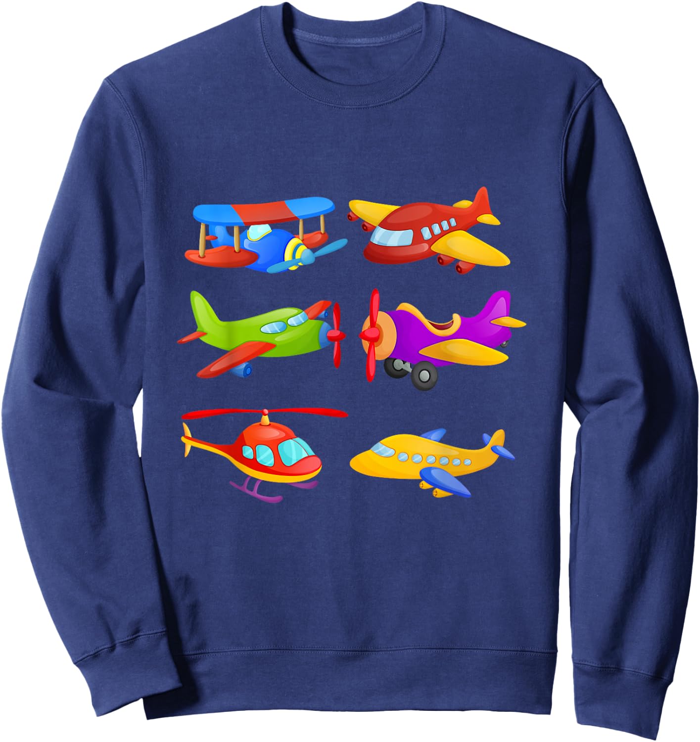 Boys' Airplanes & Helicopter Short Sleeved for Toddlers Sweatshirt - Sweatshirt | Navy