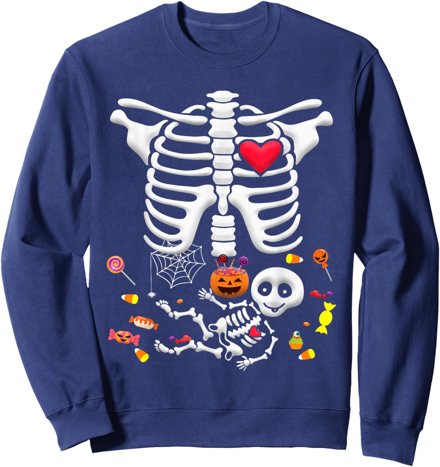 Baby Skeleton Candy Halloween Funny Pregnancy X Ray Sweatshirt - Sweatshirt | Navy