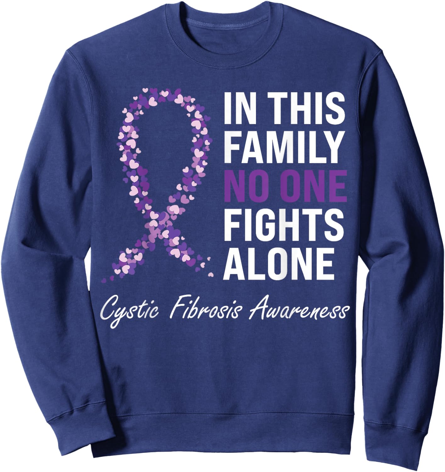 Cystic Fibrosis Awareness Purple Ribbon Sweatshirt - Sweatshirt | Navy