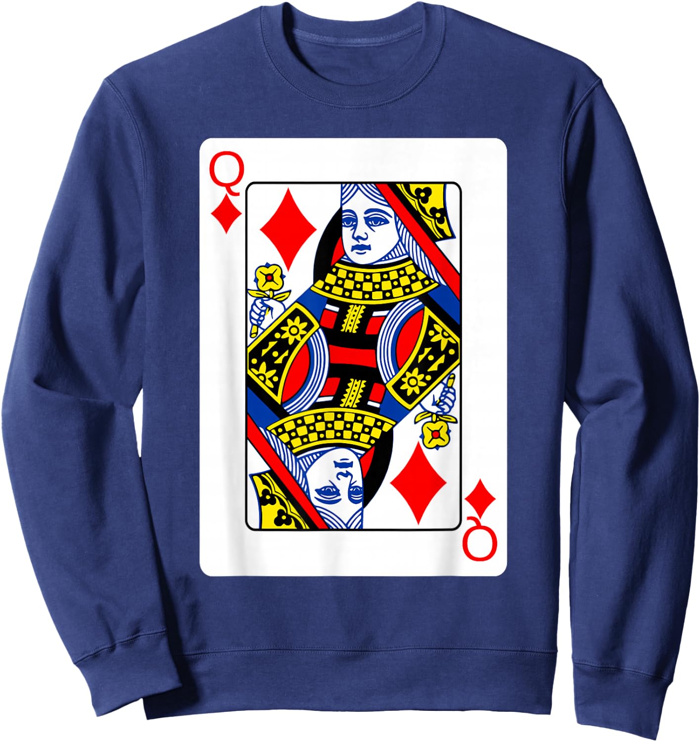 Queen Of Diamonds Playing Card Group Costume Poker Player Sweatshirt - Sweatshirt | Navy