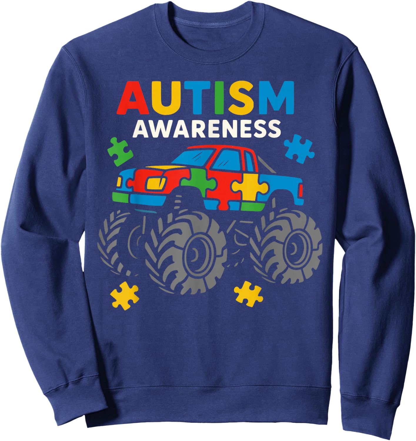 Truck Puzzles for Kids Autism Awareness Toddler Boy Youth Sweatshirt - Sweatshirt | Navy