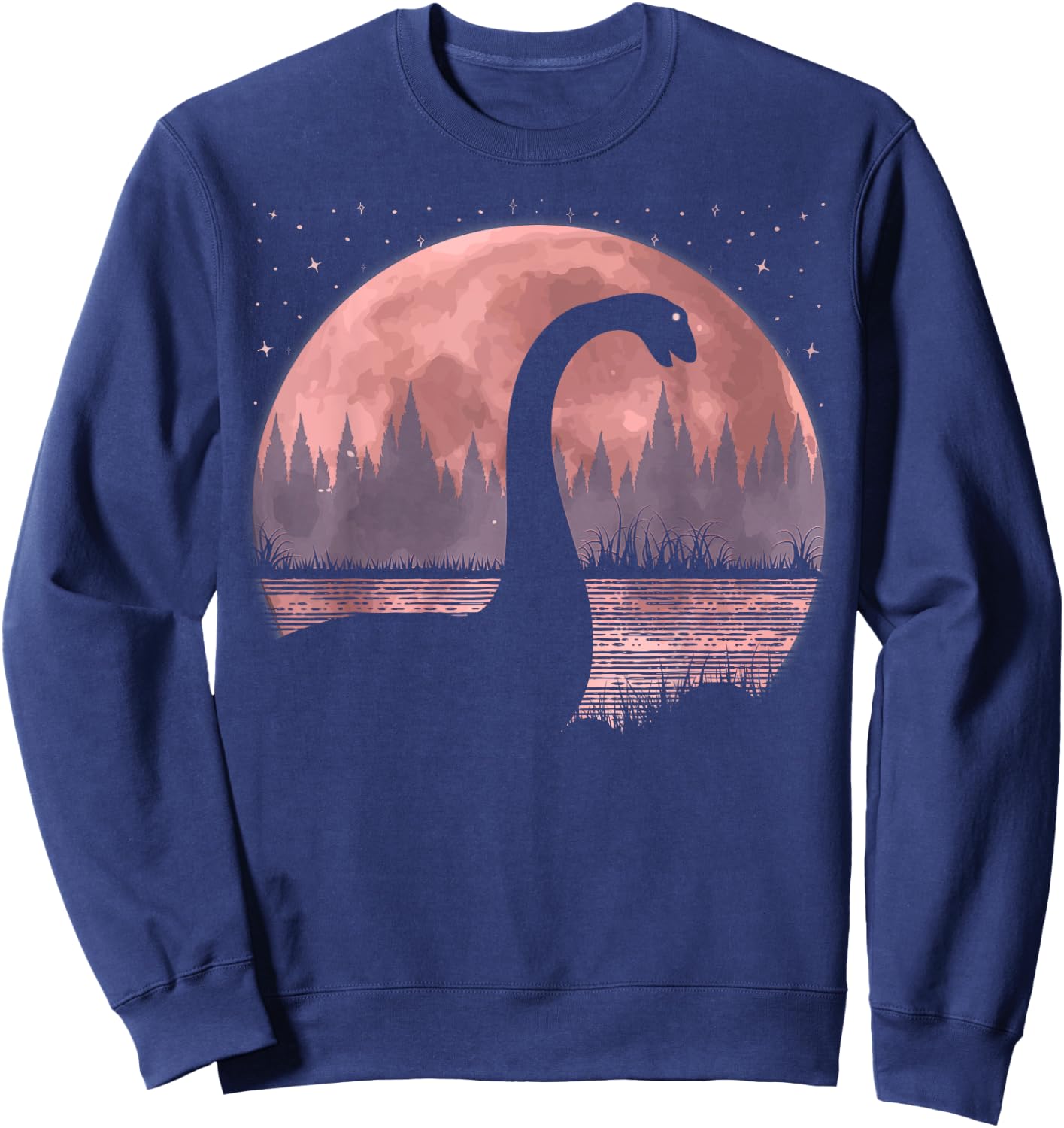 Nessie Loch Ness Monster Graphic Full Moon Loch Ness Sweatshirt - Sweatshirt | Navy