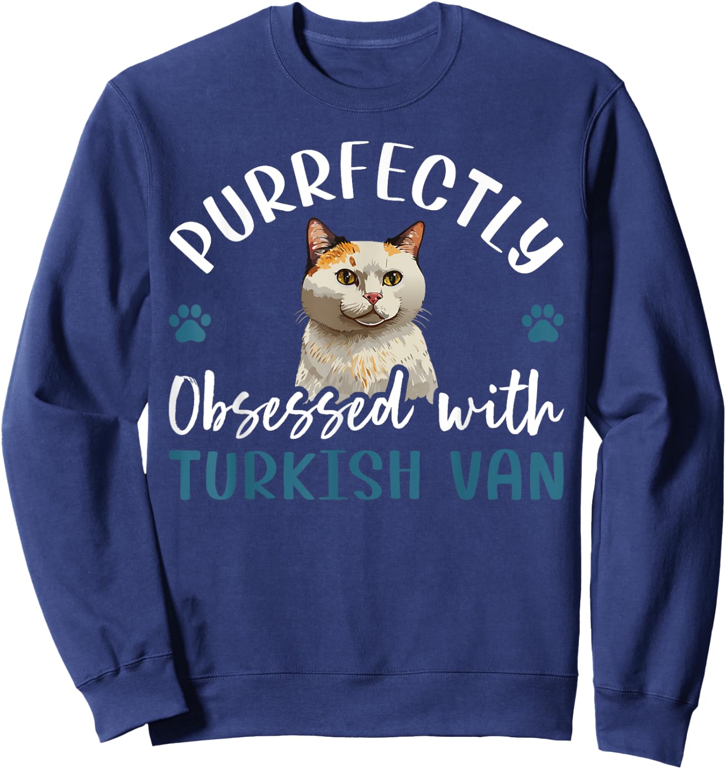 Purrfectly Obsessed With Turkish Van Cat Women Kids Sweatshirt - Sweatshirt | Navy