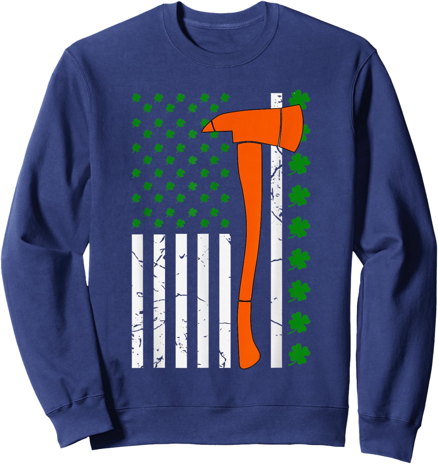 Firefighter St Patrick Day 2022 Shirt Irish American Flag Sweatshirt - Sweatshirt | Navy
