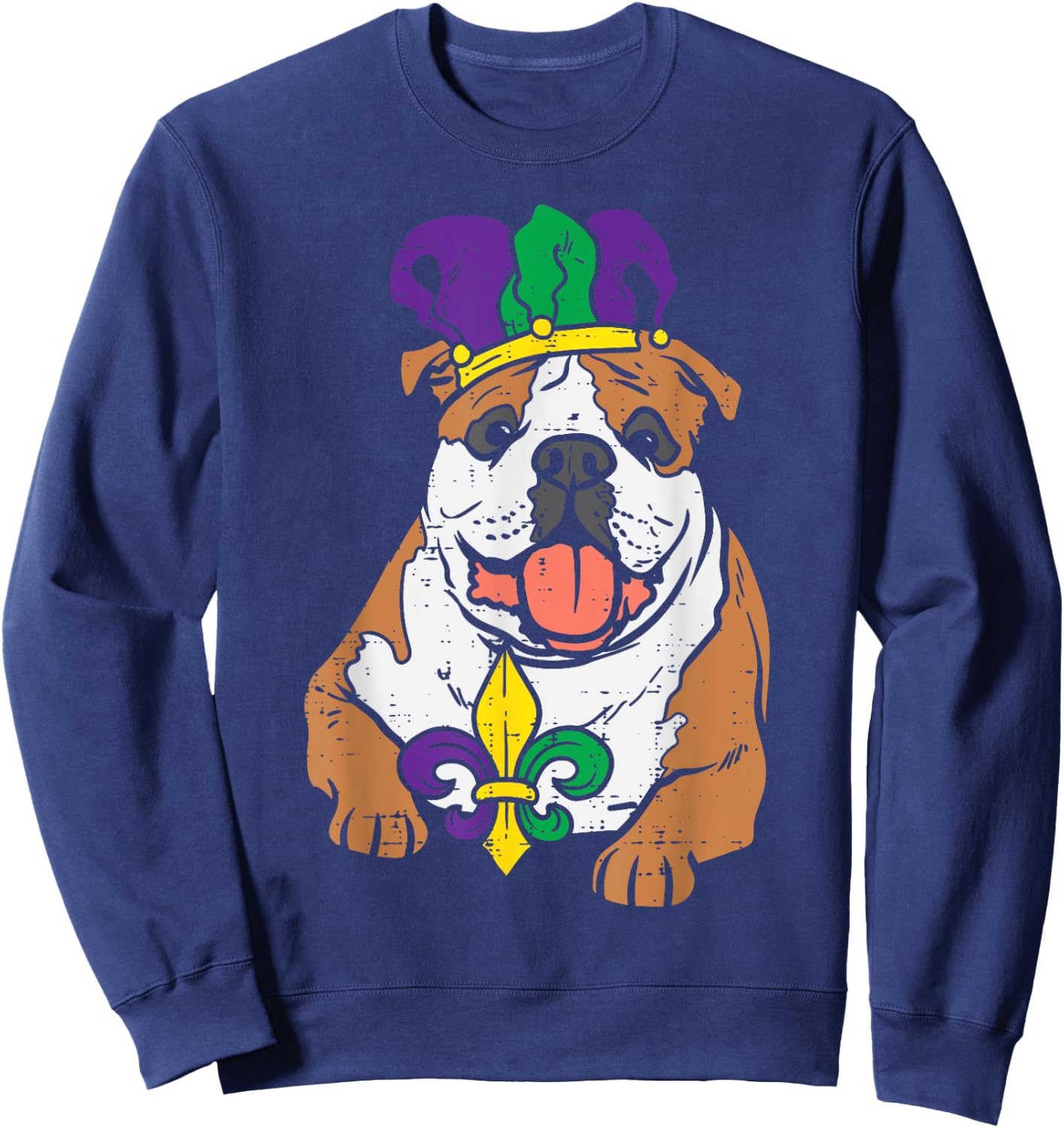 Jester English Bulldog Mardi Gras Funny Dog Men Women Kids Sweatshirt - Sweatshirt | Navy