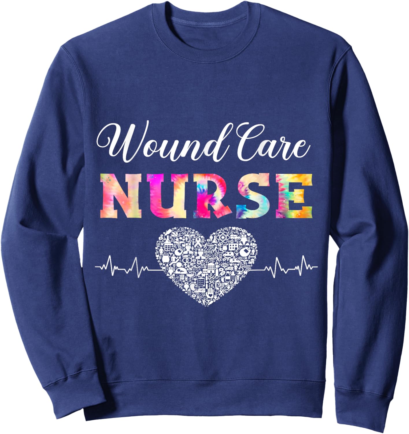 Wound Care Nurse Watercol Love Heart Stethoscope Nurse Women Sweatshirt - Sweatshirt | Navy
