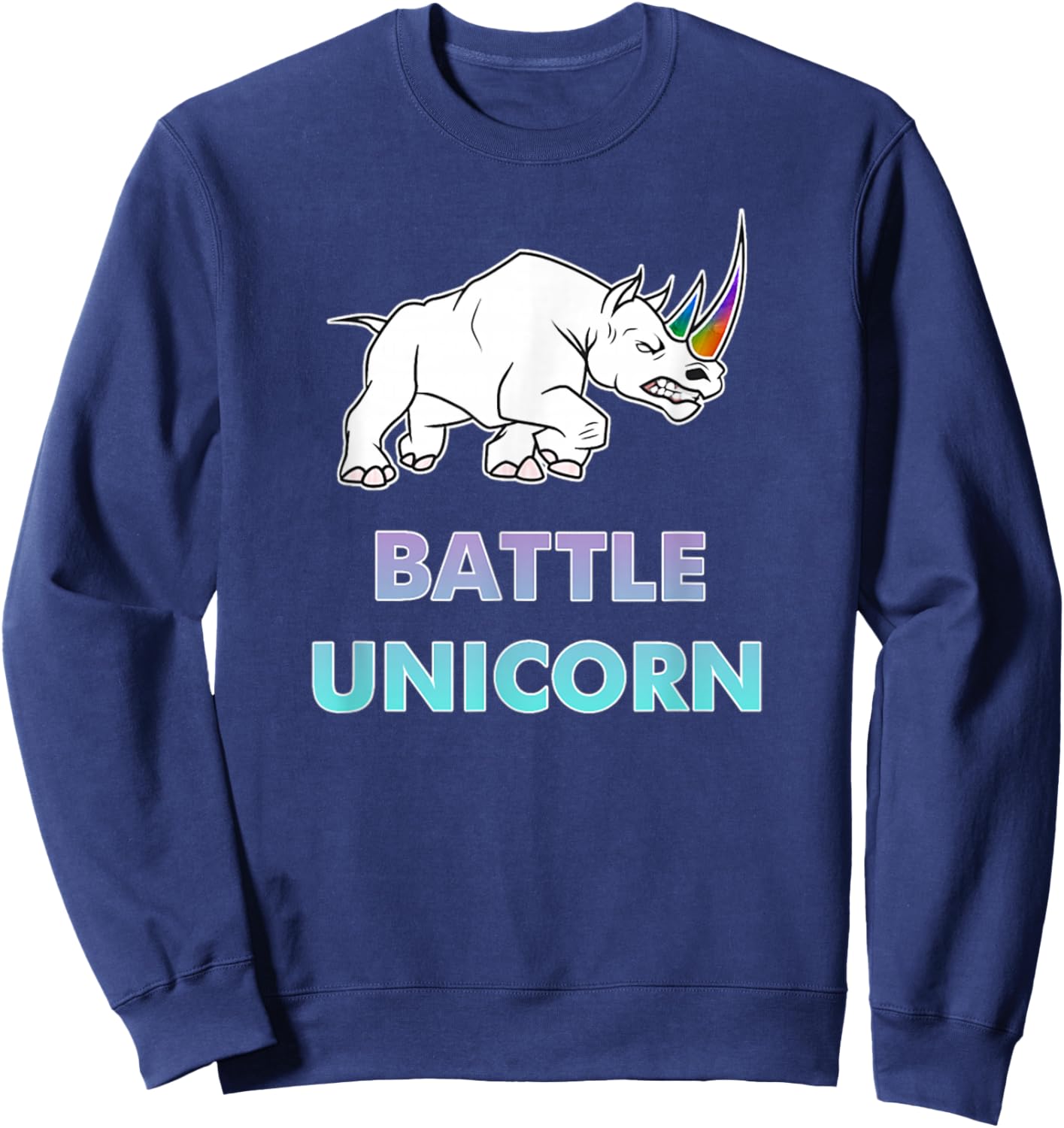 Battle Unicorn Rainbow Rhinos Sweatshirt - Sweatshirt | Navy