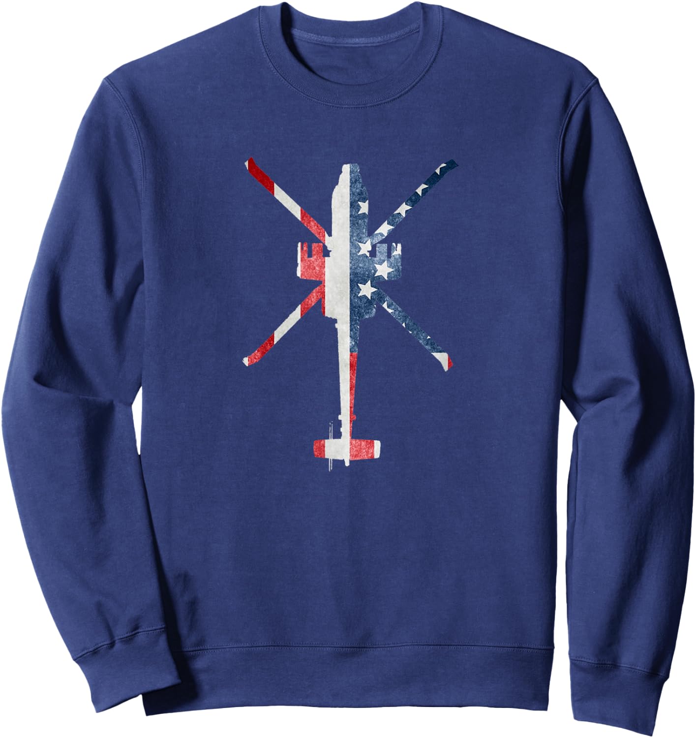 AH-64 Apache American Flag Military Gunship Sweatshirt - Sweatshirt | Navy