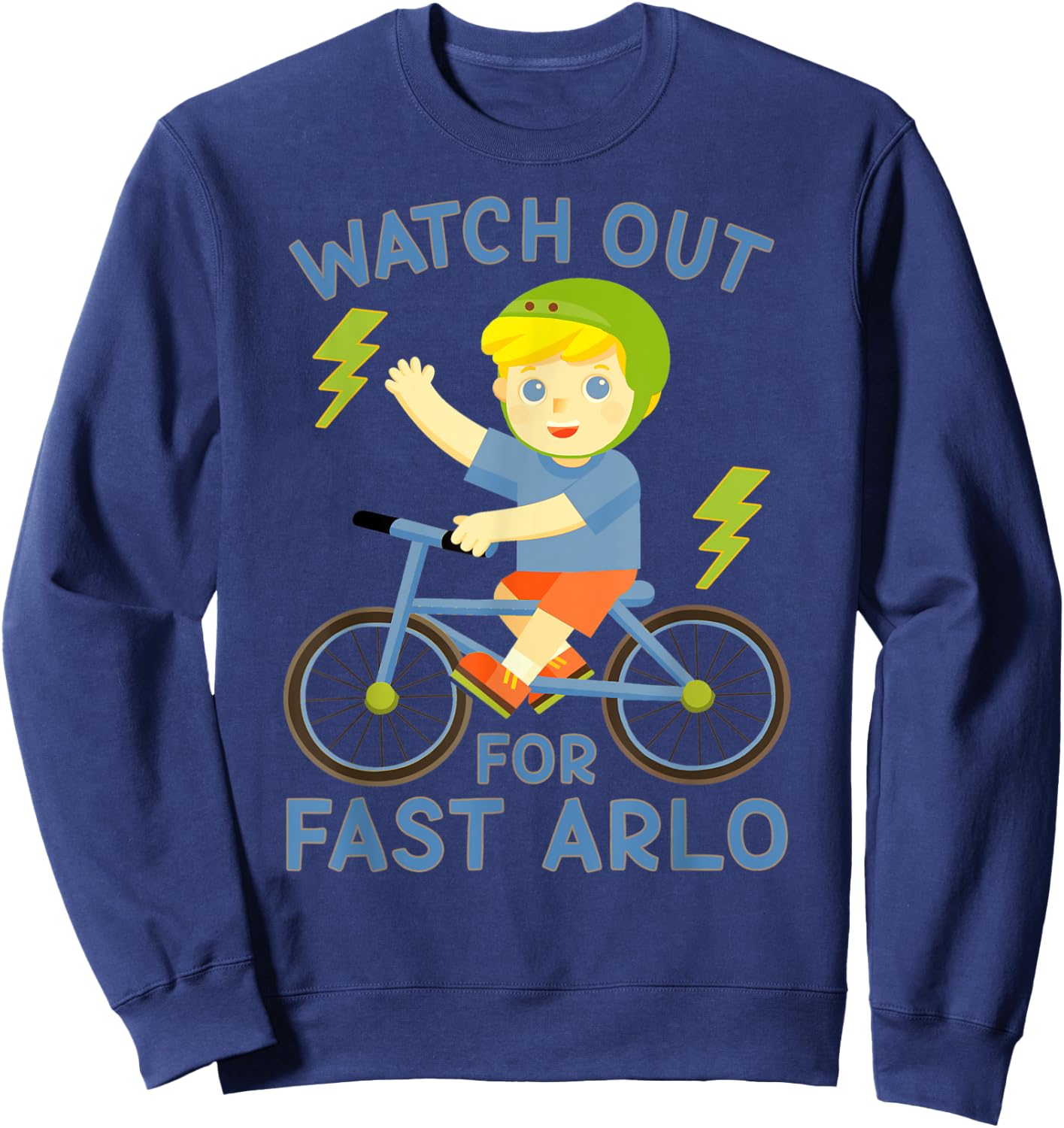 Watch Out for Fast Arlo Boy on Bike Bicycle Sweatshirt - Sweatshirt | Navy
