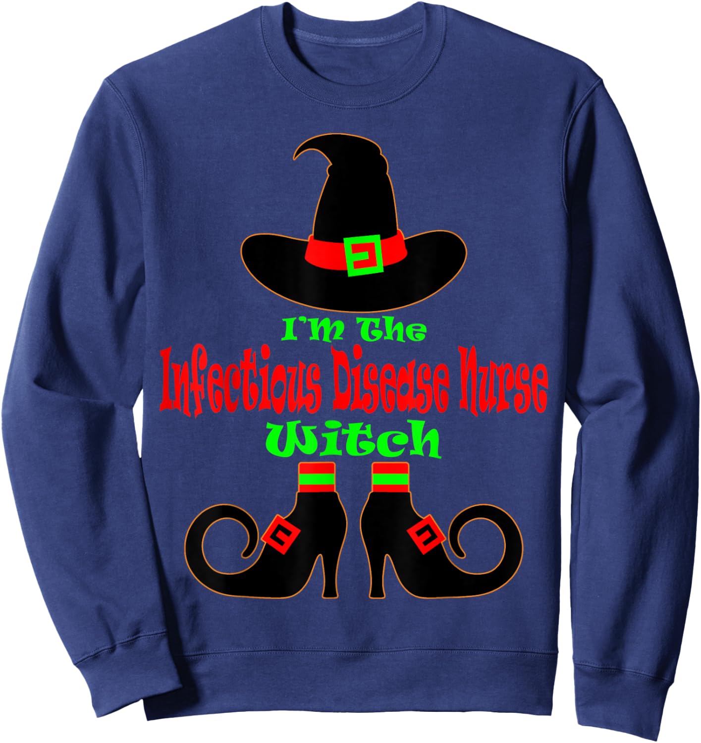 Infectious Disease Nurse Shirt Halloween Witch Hat Nursing Sweatshirt - Sweatshirt | Navy
