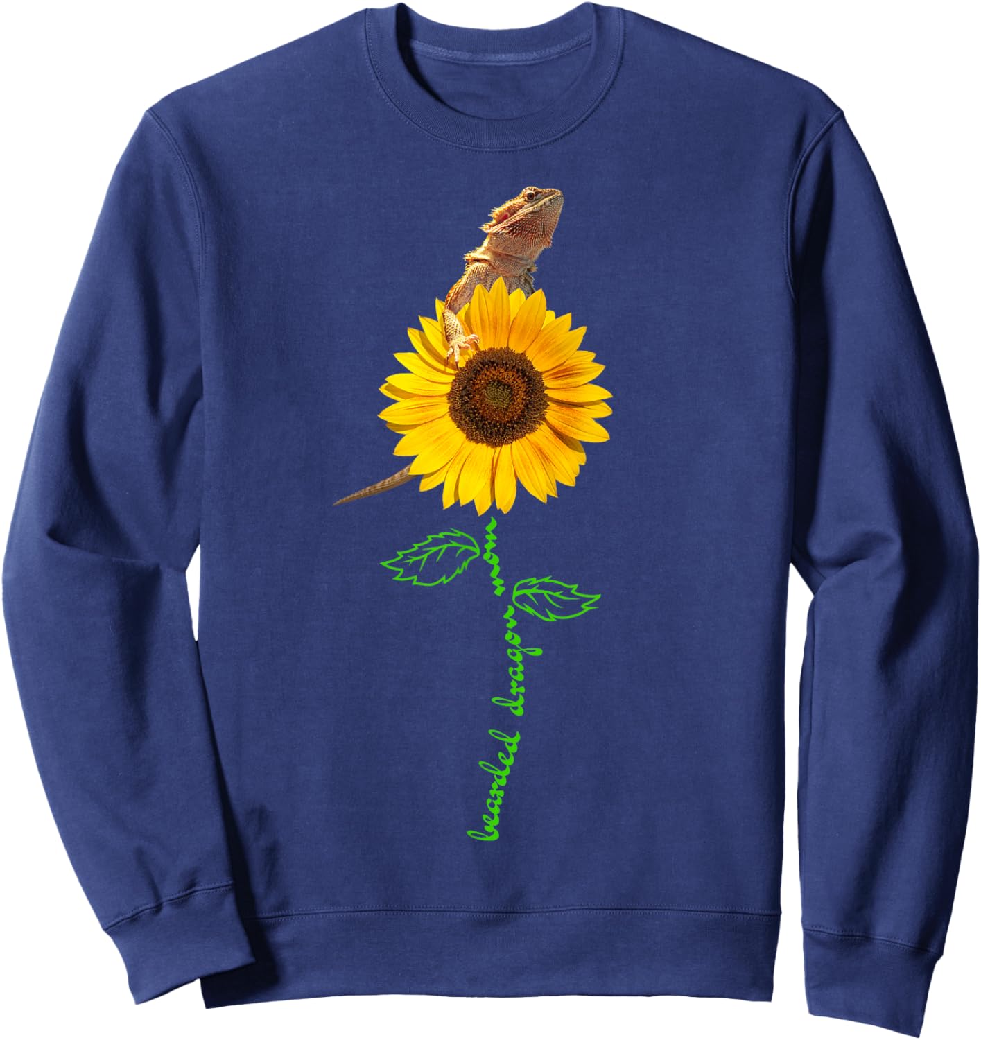 Bearded Dragon Mom Sunflower Pogona Beardie Pet Lovers Owner Sweatshirt - Sweatshirt | Navy
