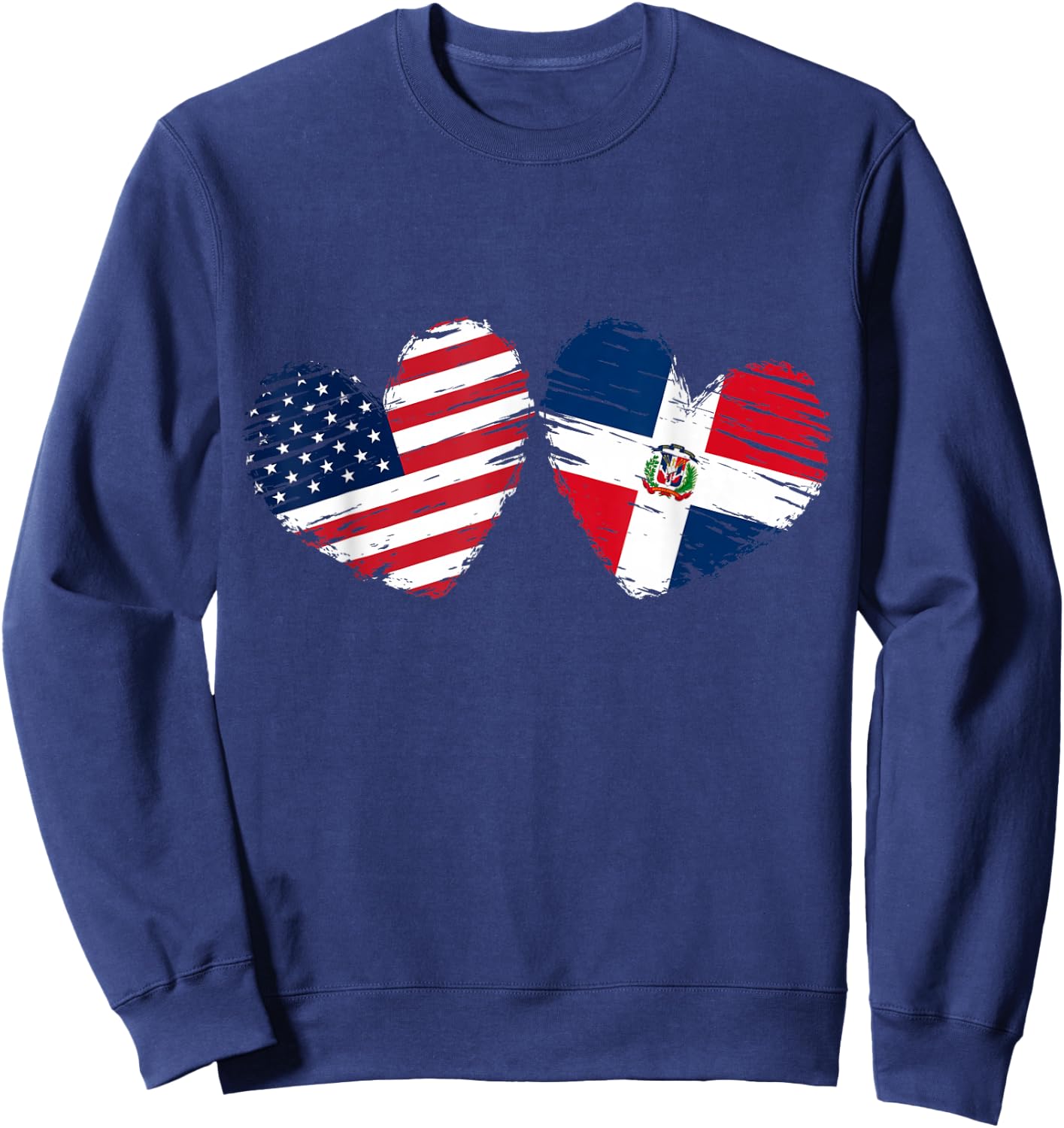USA Dominican Republic Flag Heart Dominican American Sweatshirt - Sweatshirt | Navy