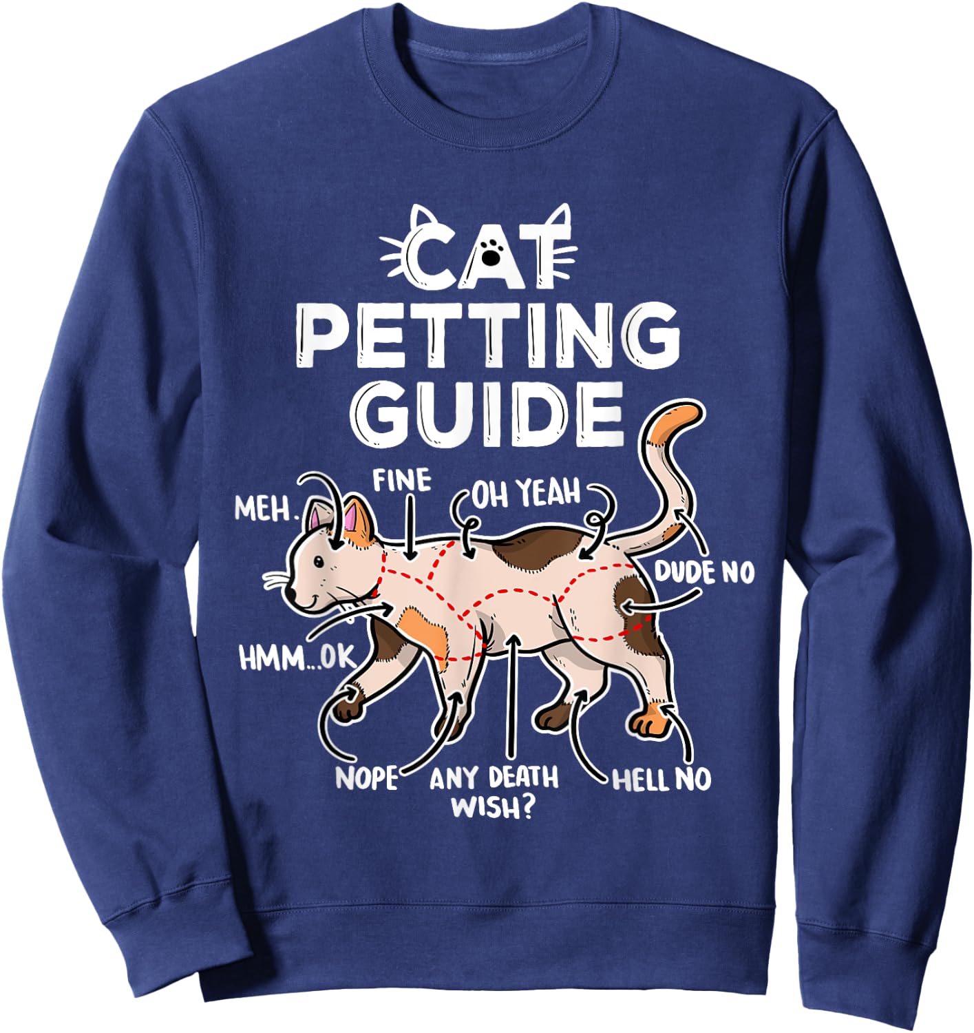 Cat Petting Guide Women Girls Kids Sweatshirt - Sweatshirt | Navy