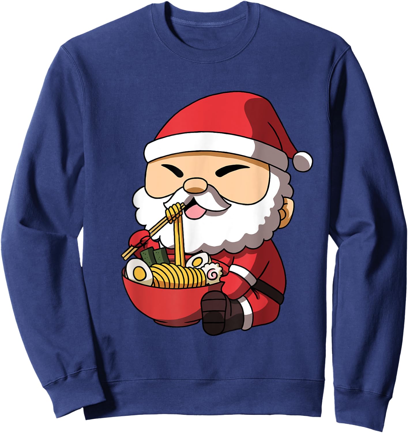 Kawaii Anime Christmas Santa Claus Japanese Ramen Sweatshirt - Sweatshirt | Navy