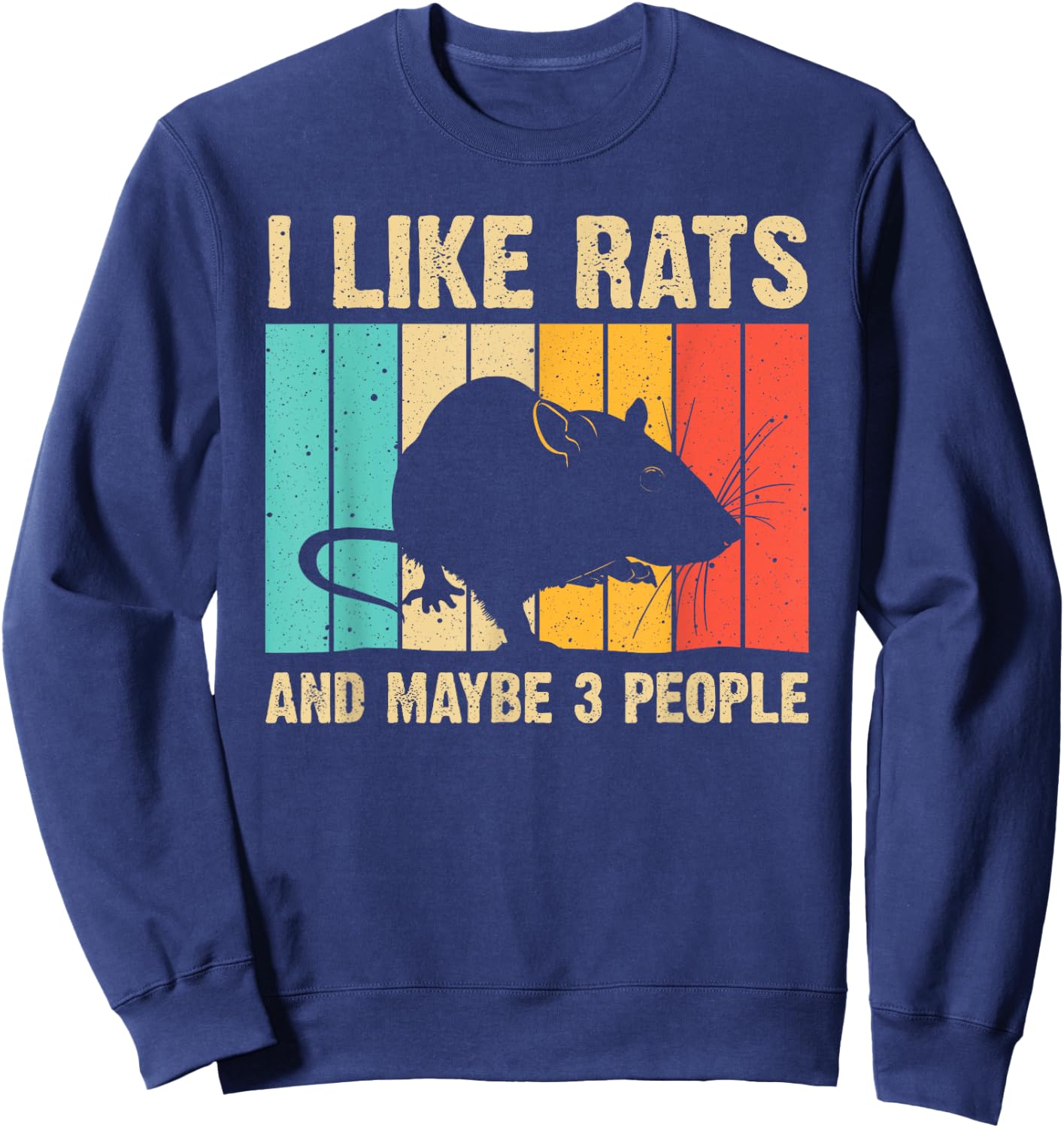 Funny Rat Design Rat Lover Men Women Mouse Rodent Introvert , Black Sweatshirt - Sweatshirt | Navy