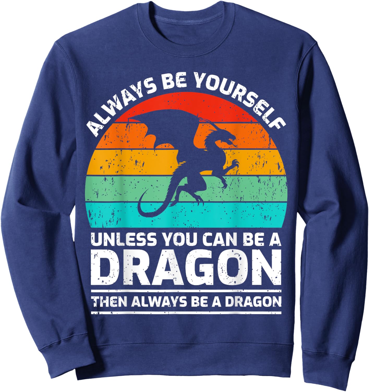 Vintage Dragon Lover Retro Cute Dragon Sweatshirt - Sweatshirt | Navy