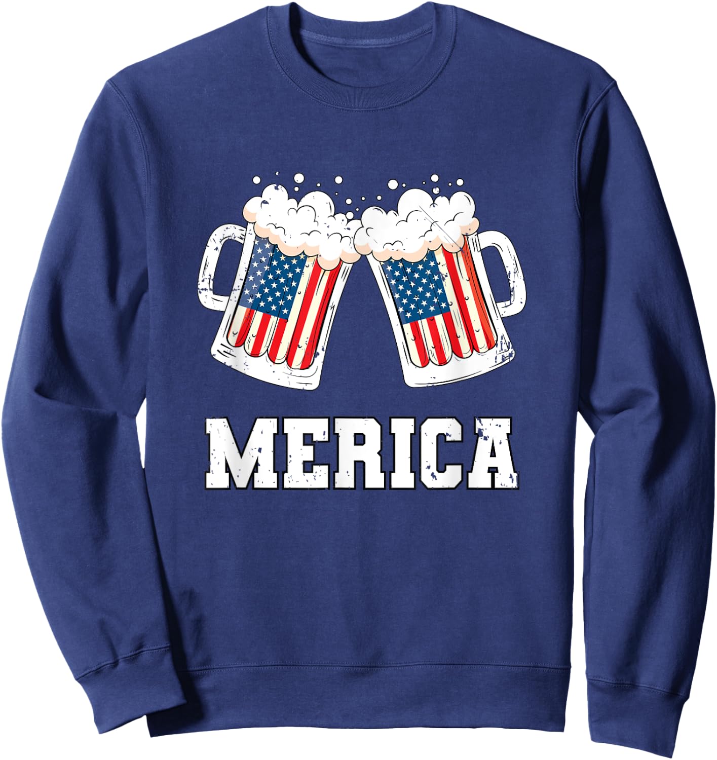 4th of July Merica Shirt Cheers American Beer Drinking Squad Sweatshirt - Sweatshirt | Navy